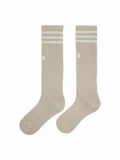 Y-3 STRIPES HIGH SOCKS – LIGHT BROWN