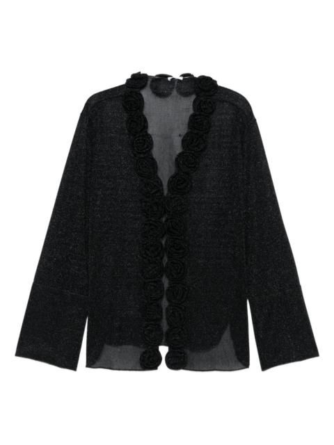 rose-embellished glitter-detail blouse