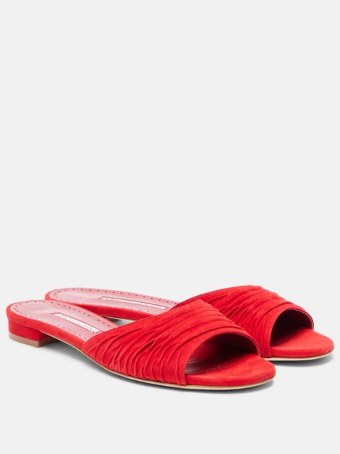 Piruaflat gathered suede slides