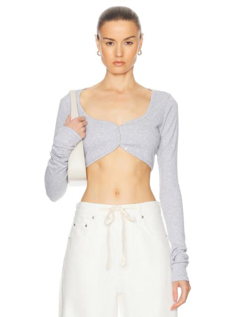 Rib Button Through Crop Top