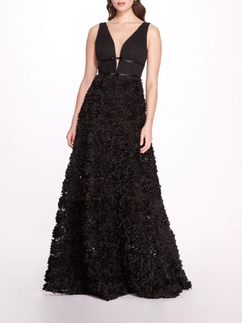 PLUNGING V-NECK BALL GOWN