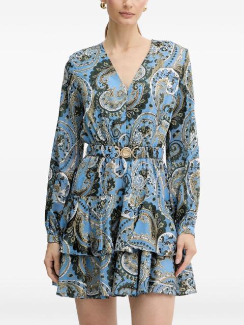 paisley-print tiered mini dress