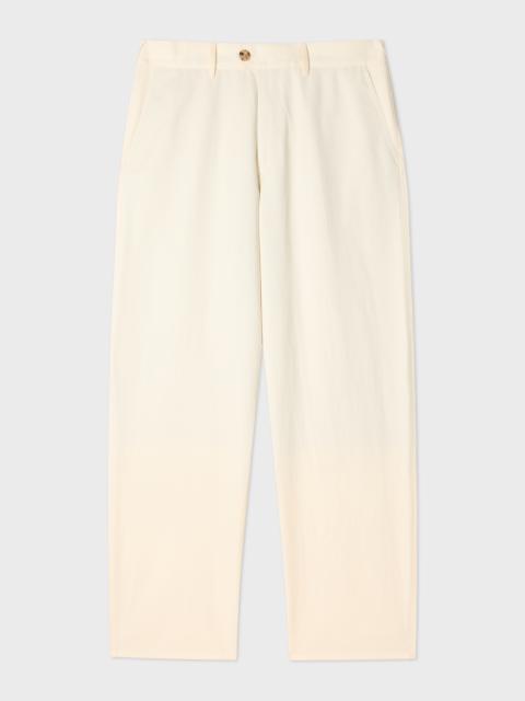 Relaxed-Fit Ecru Cotton-Linen Chinos
