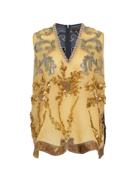 sequinned organza top