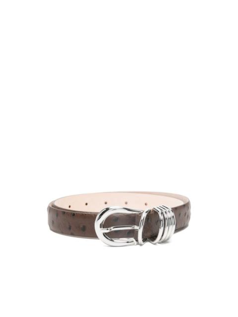 Hollyhock ostrich-pattern leather belt