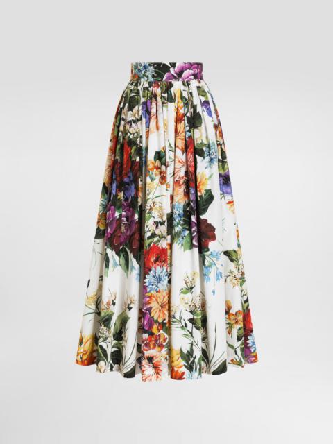 Bouquet flower-print wide skirt