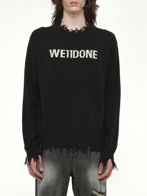 Grunge Rhinestone Logo Sweater in Black
