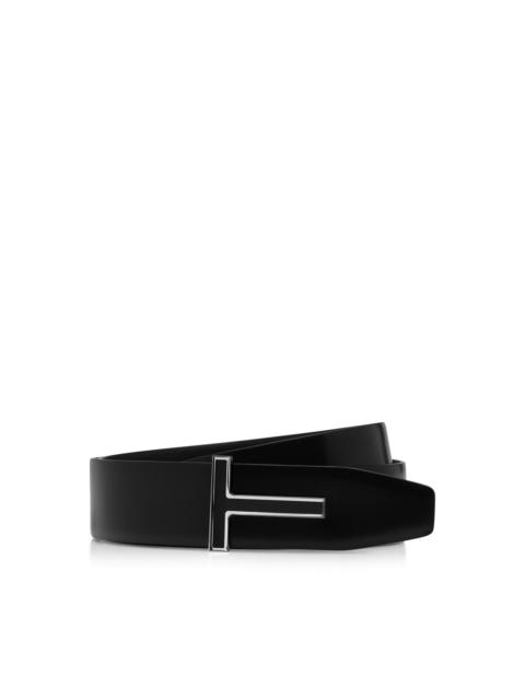 SMOOTH LEATHER ENAMEL BUCKLE T BELT