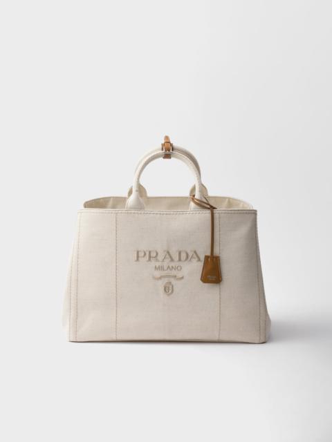 Prada Jardinière extra large linen blend tote bag