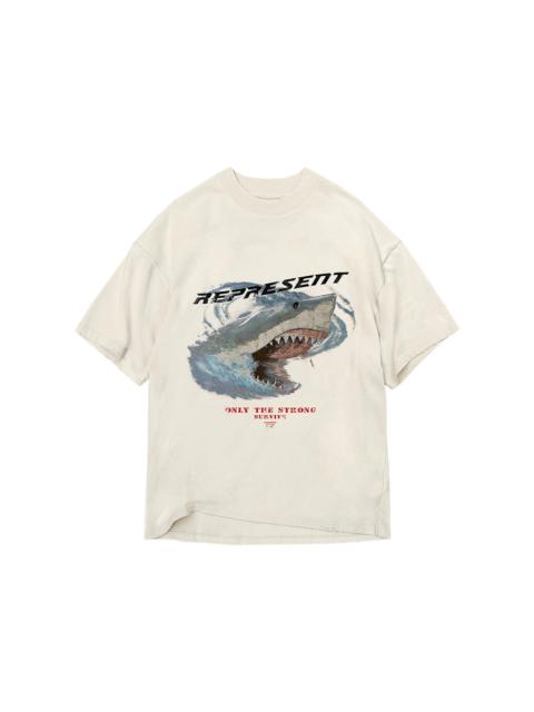 Represent Only The Strong Survive Shark T-Shirt Vintage White