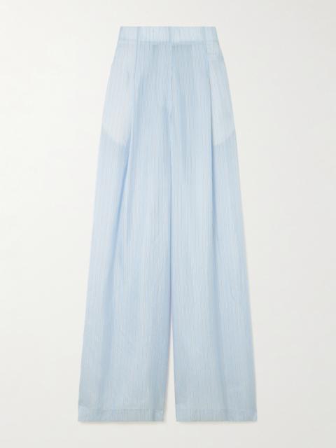 Striped Satin-crepe Wide-leg Pants