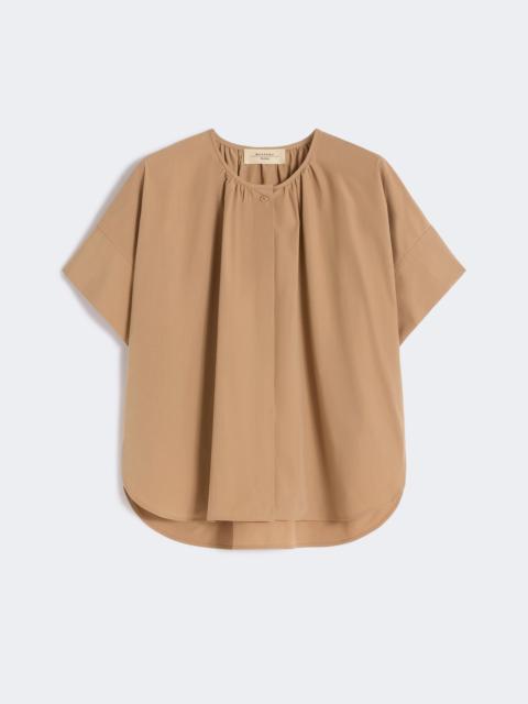 Cotton poplin crew-neck shirt - TOBACCO