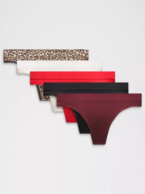 UnderEase Mid-Rise Thong Underwear *5 Pack