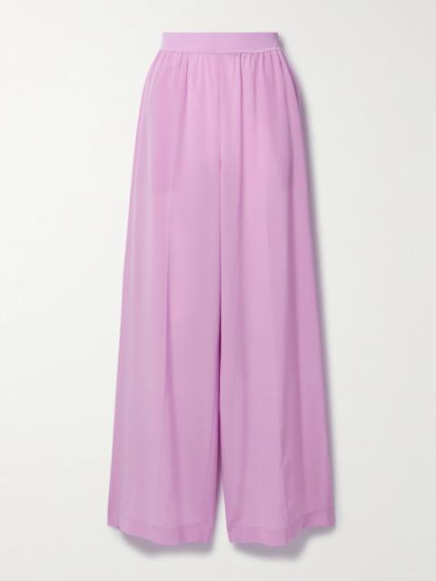 Hulin Silk Crepe De Chine Wide-leg Pants