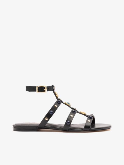 Amalfi Flat Sandal Black Leather