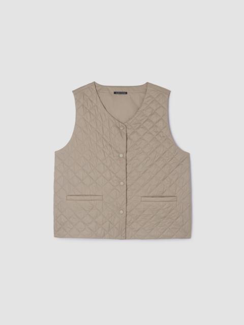 Eggshell Recycled Nylon Quilted V-Neck Vest