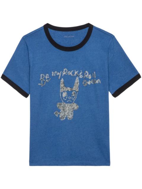 crystal-embellished T-shirt