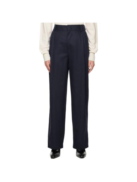 Navy Wide-Leg Trousers