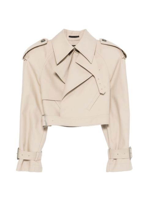Drill buckle fastening trench jacket