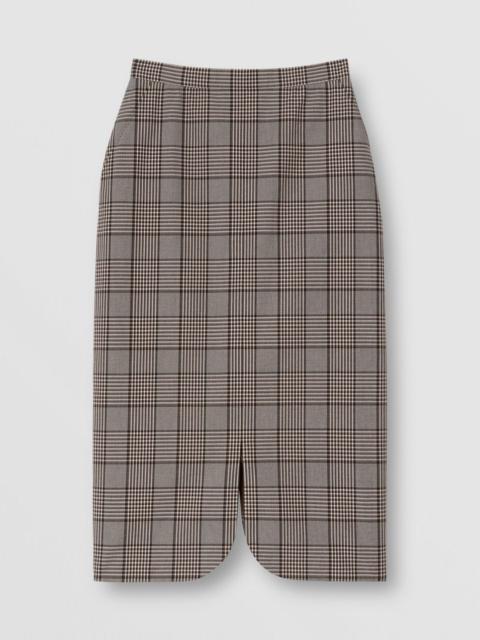 Check Wool Pencil Skirt