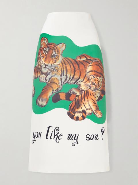 Mercer Printed Satin Midi Skirt