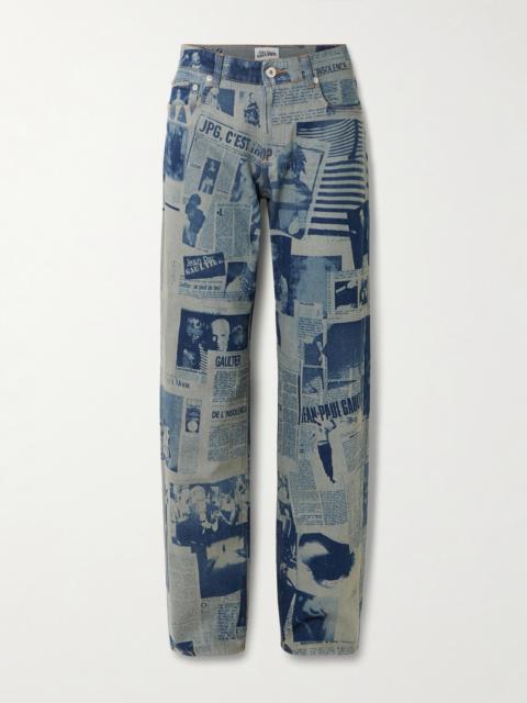 Printed High-rise Straight-leg Jeans