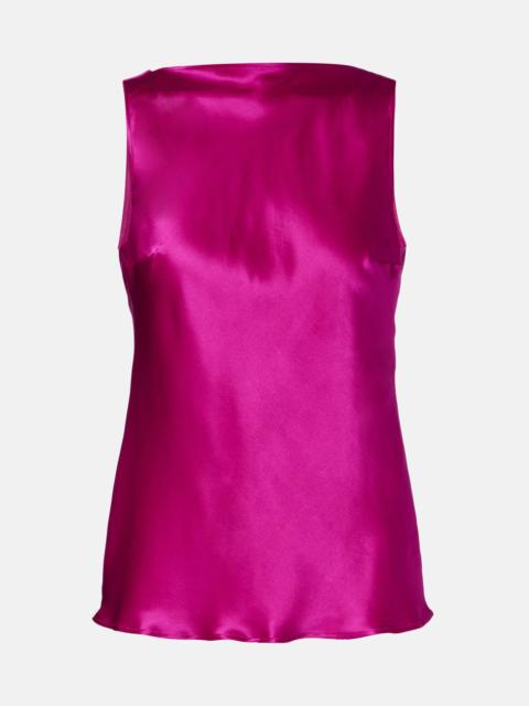 Open-back silk-blend satin top