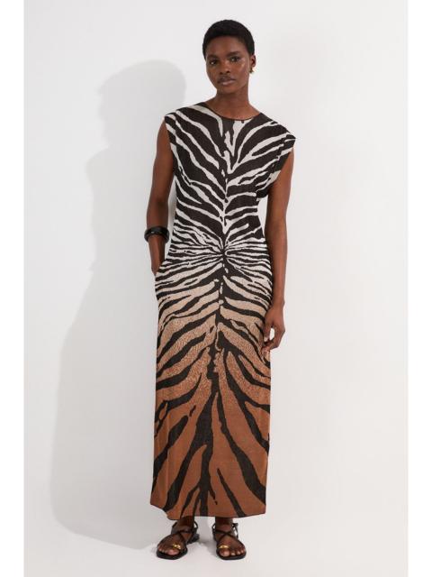 Jacquard Zebra Print Slinky Maxi Dress