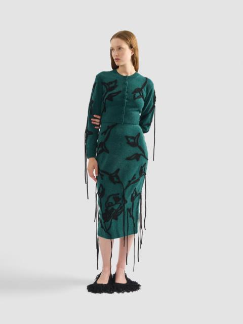 EMBROIDERED MERINO WOOL CROPPED CARDIGAN