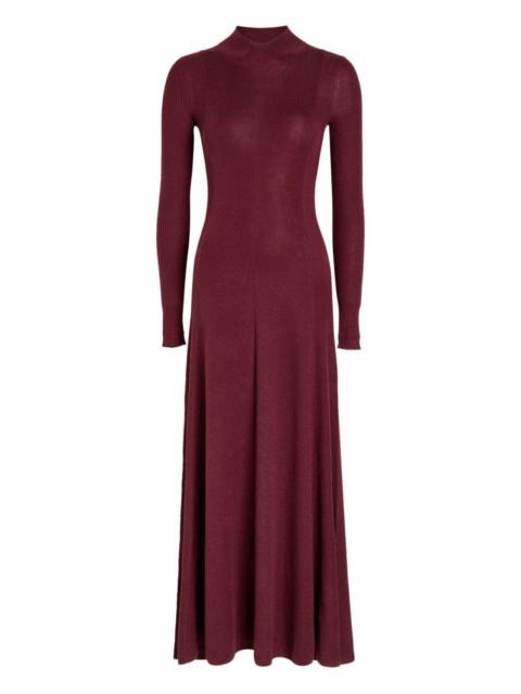 long-sleeve ribbed maxi dress