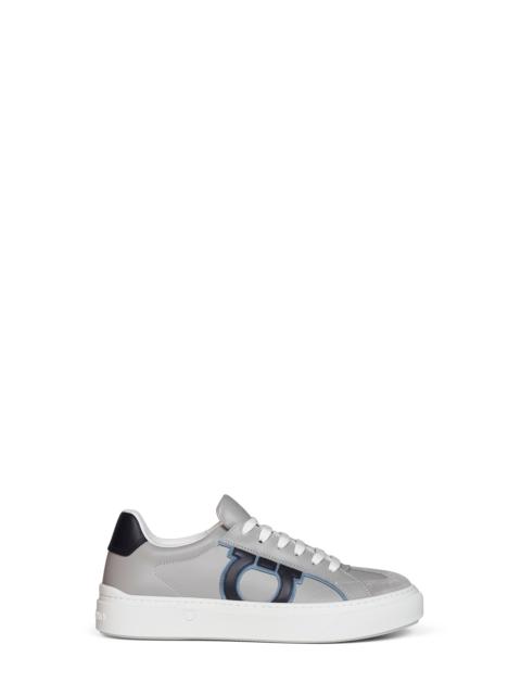 Grey calf leather Gancini sneakers