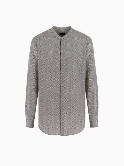 REGULAR-FIT CHEVRON-PRINT SILK AND COTTON SHIRT
