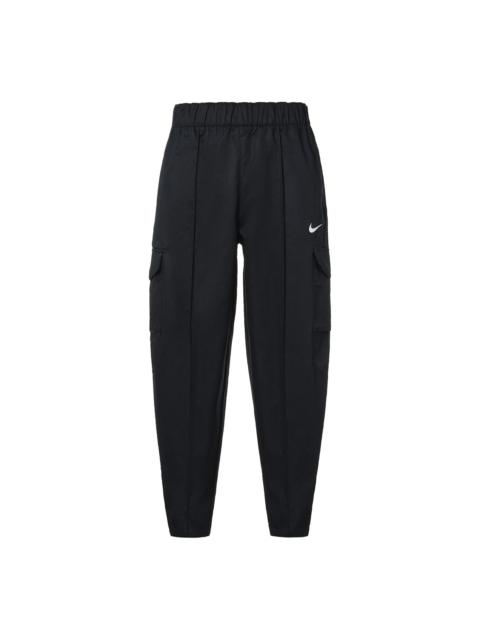 (WMNS) Nike Logo Solid Color Woven Sports Pants/Trousers/Joggers Autumn Black DD5984-010