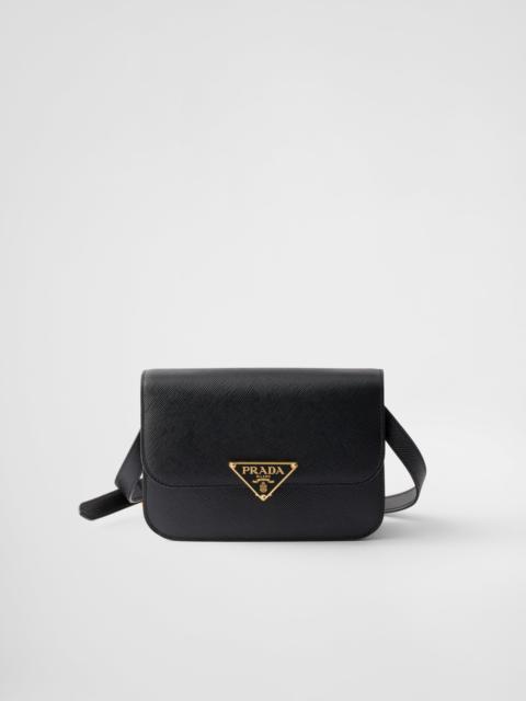 Saffiano leather flap shoulder bag