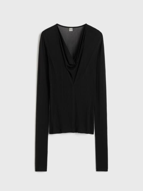 Draped v-neck top black