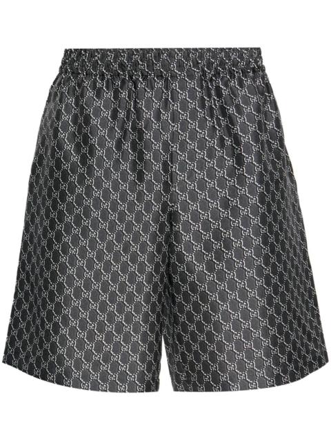 GG-print silk twill shorts