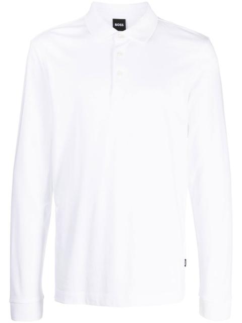 long-sleeve cotton polo shirt
