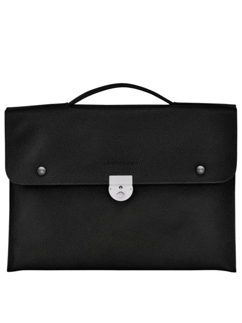 Le Foulonné S Briefcase Black - Leather