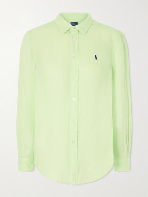 Logo-embroidered Linen Shirt