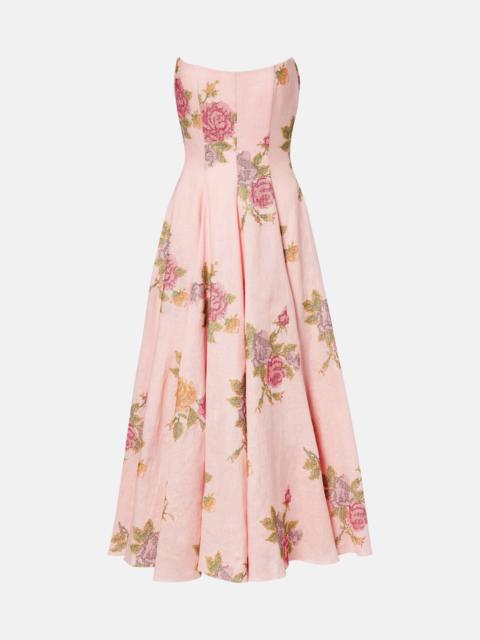 Floral linen corset dress