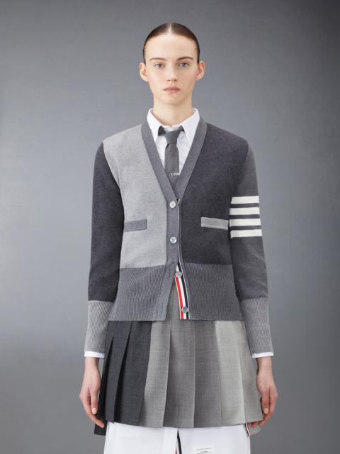 Fun-Mix Cotton Crepe V-Neck 4-Bar Cardigan