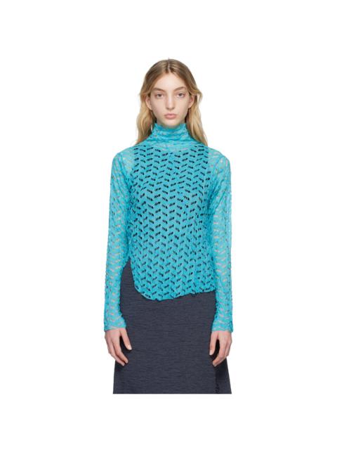 SSENSE Exclusive Blue Distressed Turtleneck