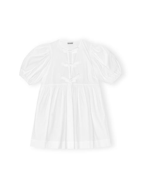 WHITE COTTON POPLIN TIE STRING MINI DRESS