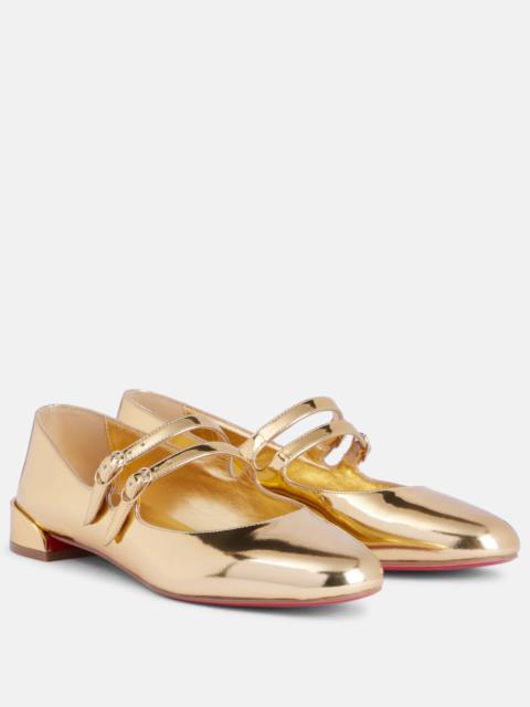 Sweet Jane mirrored leather Mary Jane flats