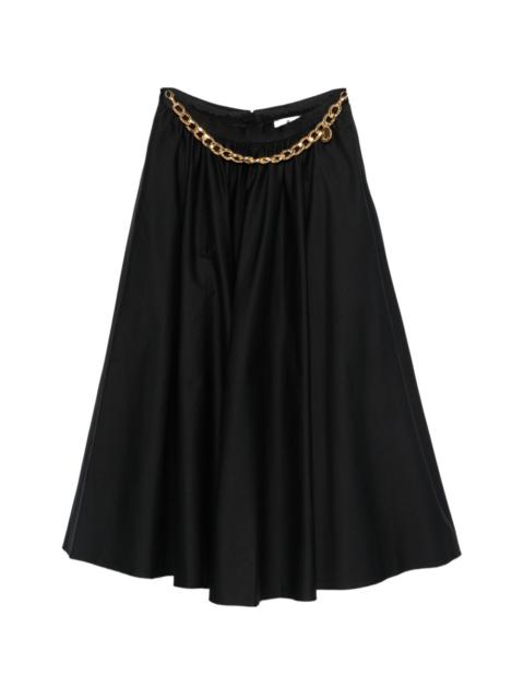 chain-embellishment midi skirt