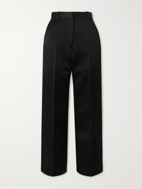 Duchesse silk-satin straight-leg pants Black