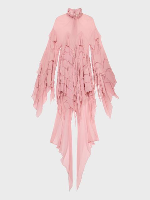 SHORT GEORGETTE DRESS WITH RUFFLES