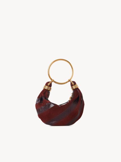 MINI BRACELET HOBO BAG IN SUEDE LEATHER & SNAKESKIN