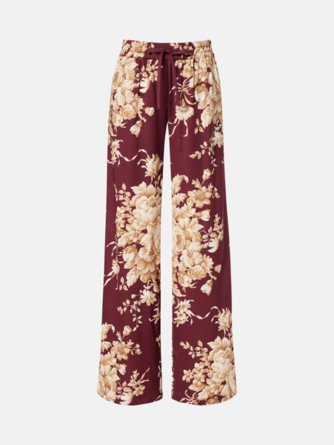 Floral silk-blend wide-leg pants