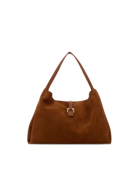 Gancini-detail suede shoulder bag
